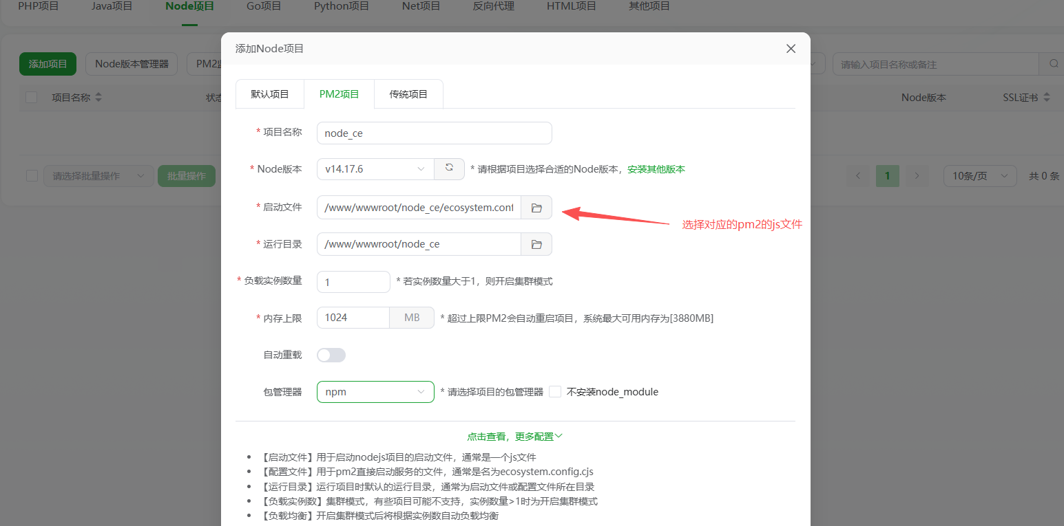 添加 Node 项目